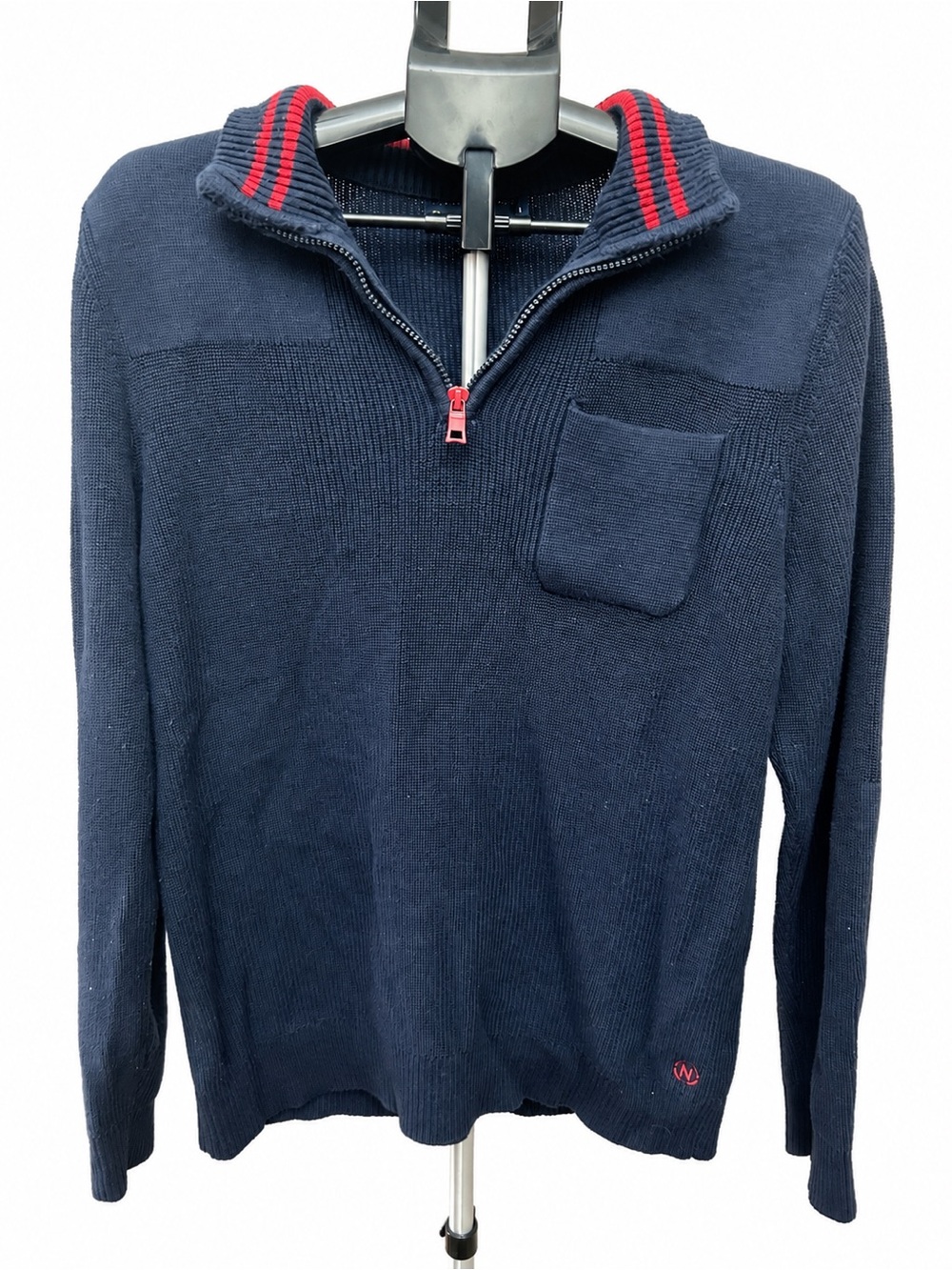 Nautica Navy Turtleneck Half-Zip Sweater with Red Trim